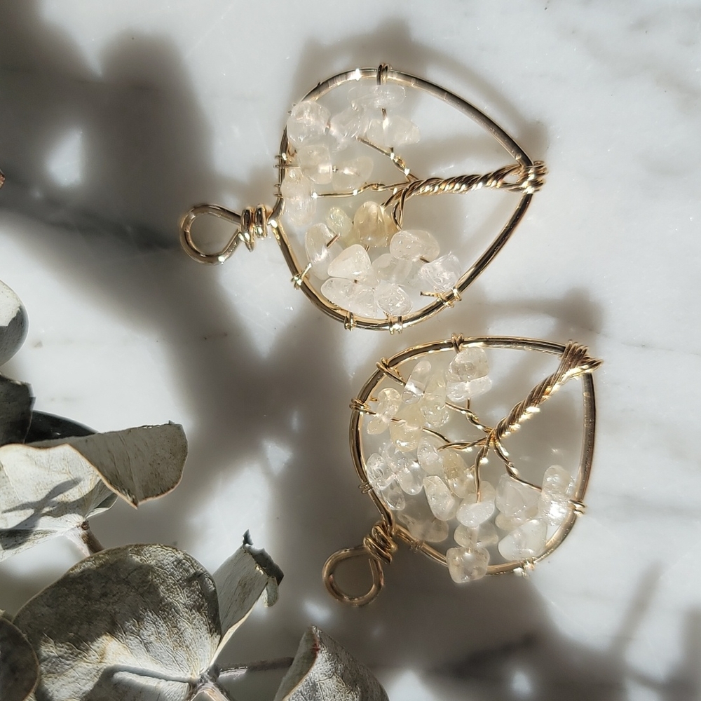 Citrine Gravel Stone Tree of Life Pendant